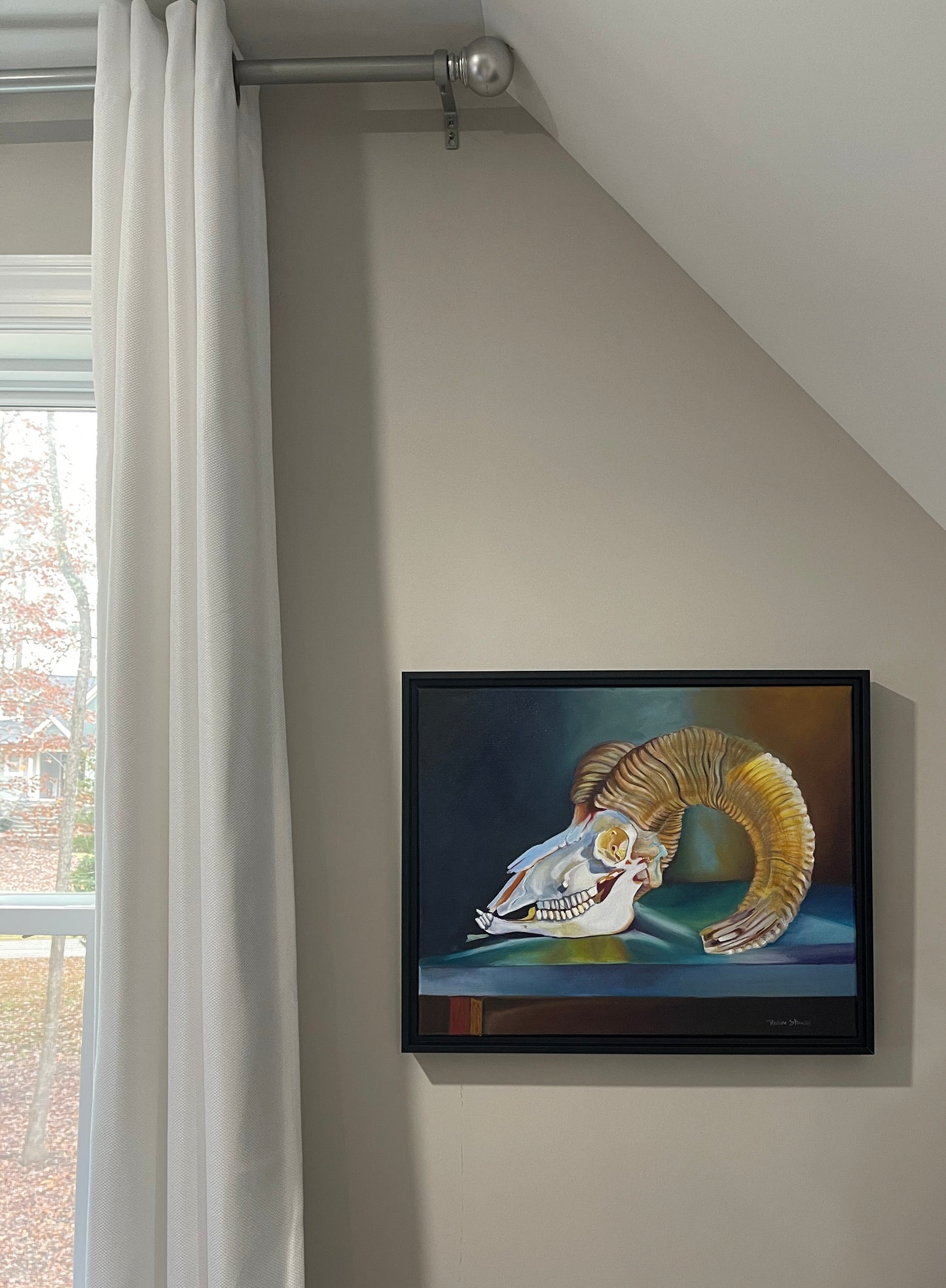 Ram Skull Study framed 16" x 20" oil on canvas